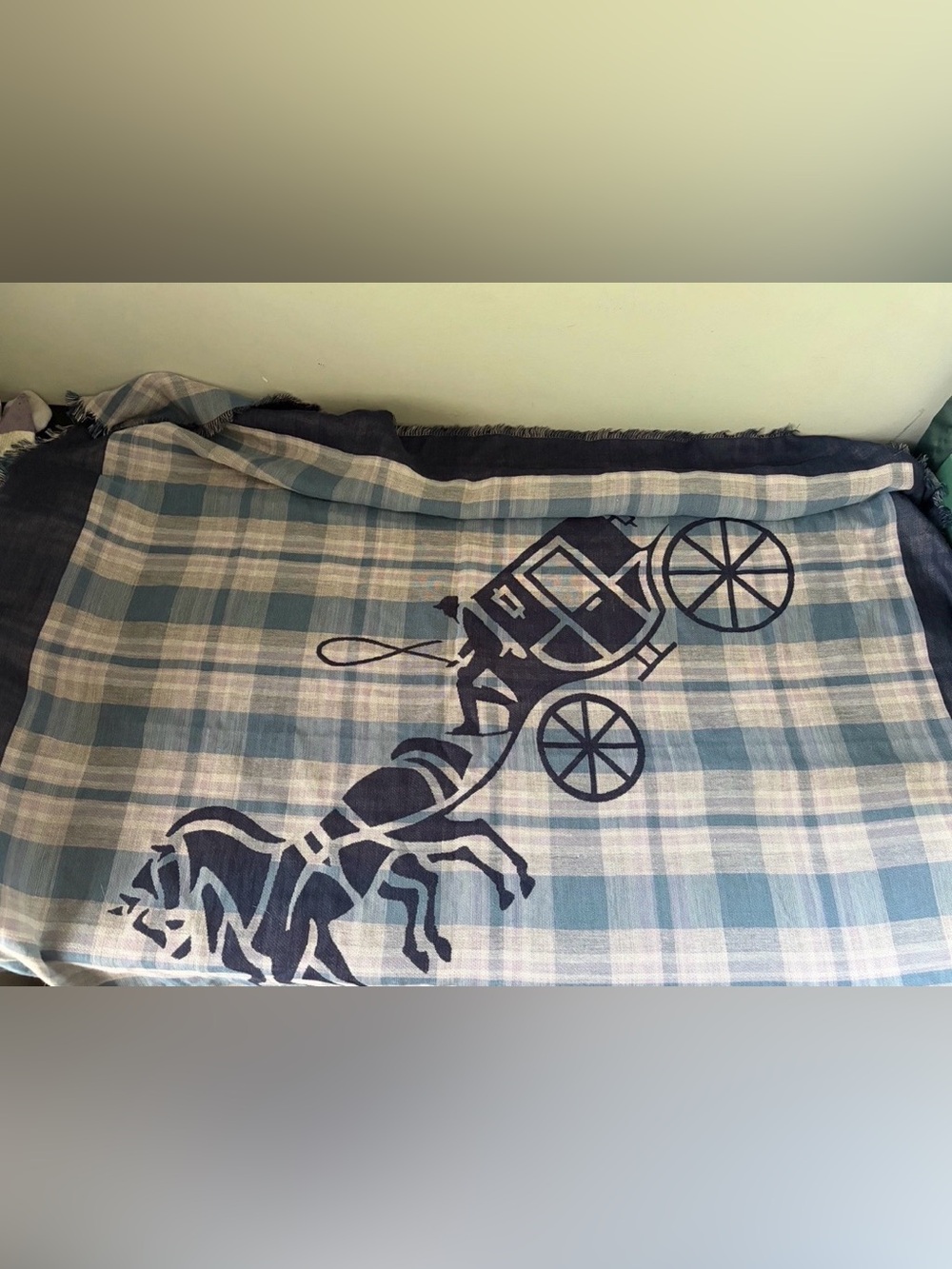 NWT COACH Blue Plaid Scarf Shawl Brand New